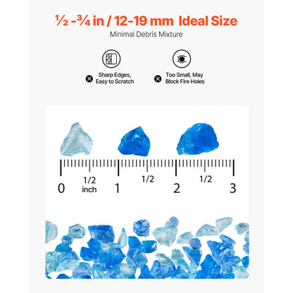 4.5 KG Fire Glass 19.05 mm Fireplace Glass Rocks for Fire Pit 3 Colors