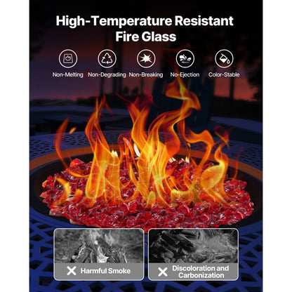 4.5 KG Fire Glass 19.05 mm Fireplace Glass Rocks for Fire Pit Table Red