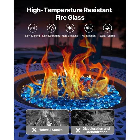 4.5KG Fire Glass 19.05 mm Fireplace Glass Rocks for Firepit Caribbean Blue