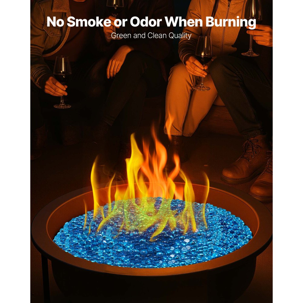 4.5KG Fire Glass 19.05 mm Fireplace Glass Rocks for Firepit Caribbean Blue