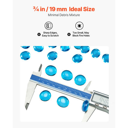 4.5KG Fire Glass 19.05 mm Fireplace Glass Rocks for Firepit Caribbean Blue