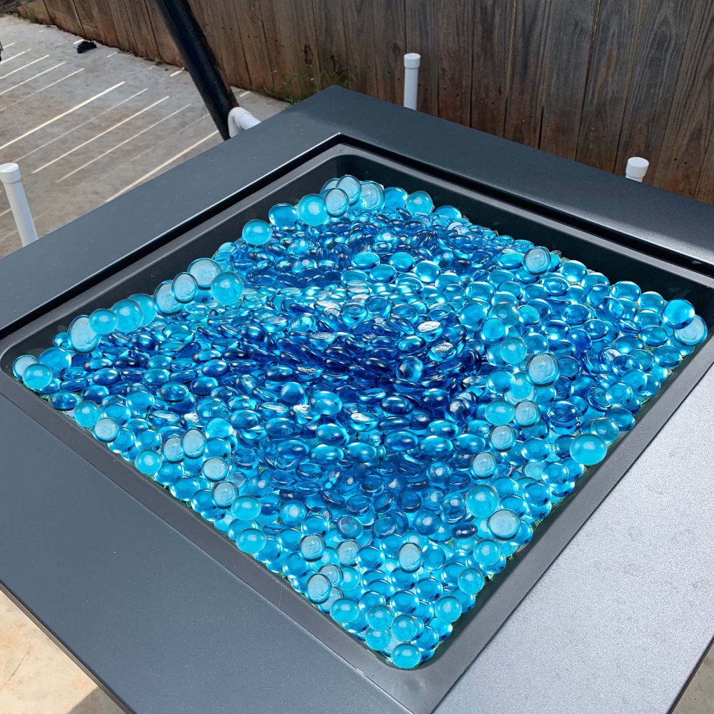 4.5KG Fire Glass 19.05 mm Fireplace Glass Rocks for Firepit Caribbean Blue
