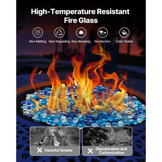 4.5KG Fire Glass 19.05mm Round Fireplace Glass Rocks for Fire Pit 3 Colors