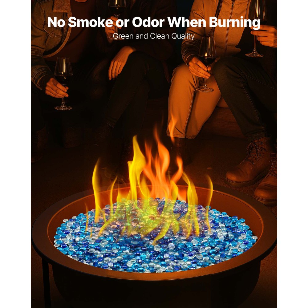 4.5KG Fire Glass 19.05mm Round Fireplace Glass Rocks for Fire Pit 3 Colors