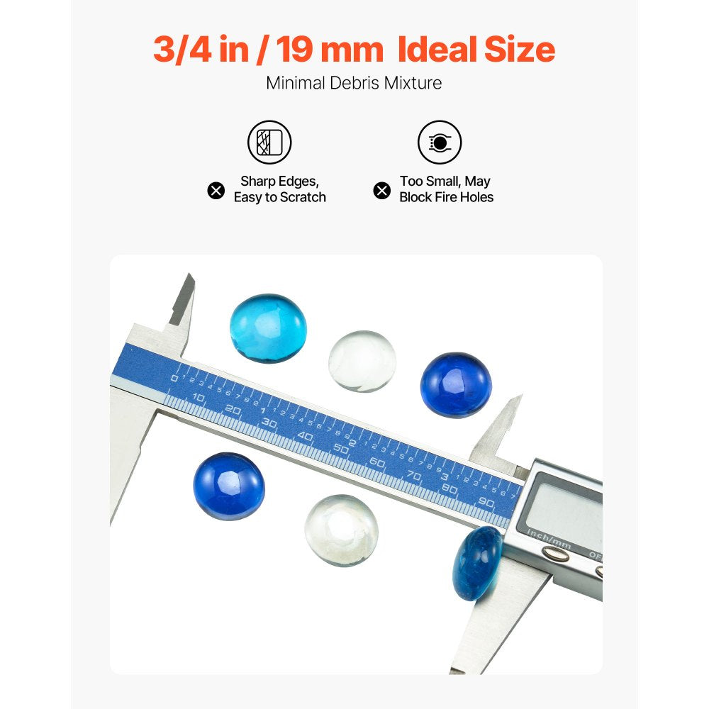 4.5KG Fire Glass 19.05mm Round Fireplace Glass Rocks for Fire Pit 3 Colors