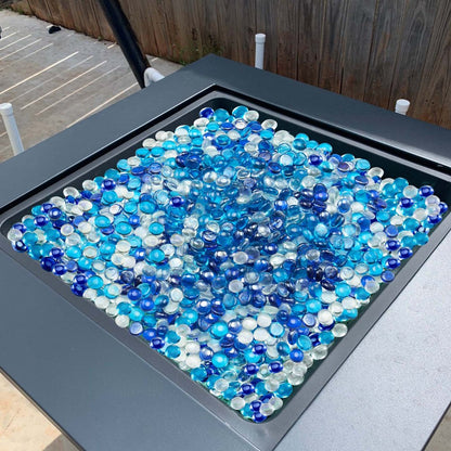 4.5KG Fire Glass 19.05mm Round Fireplace Glass Rocks for Fire Pit 3 Colors