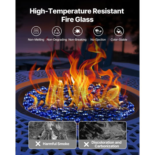9KG Fire Glass 19.05mm Round Fireplace Glass Rocks for Firepit Cobalt Blue