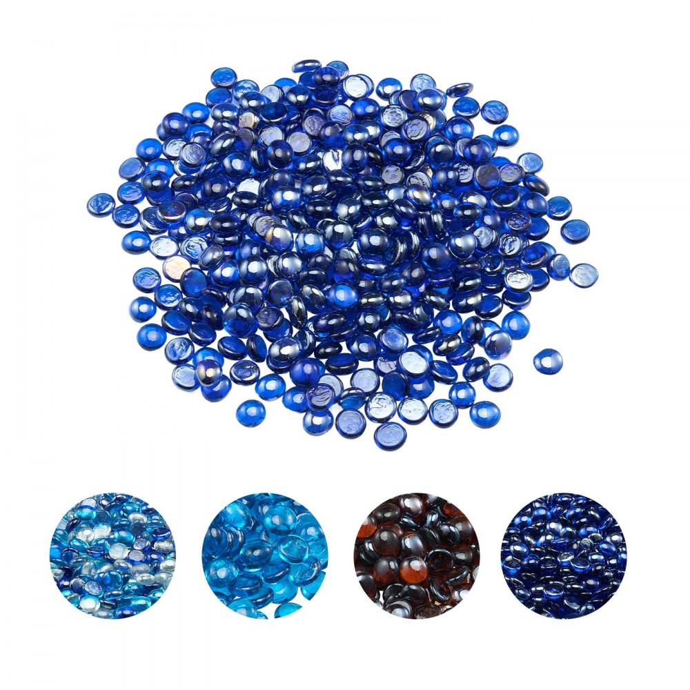 9KG Fire Glass 19.05mm Round Fireplace Glass Rocks for Firepit Cobalt Blue
