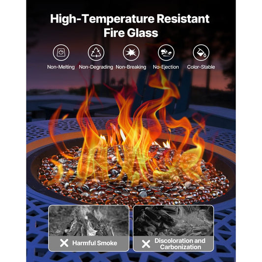 4.5KG Fire Glass 19.05mm Fireplace Glass Rocks for Fire Pit Rich Amber