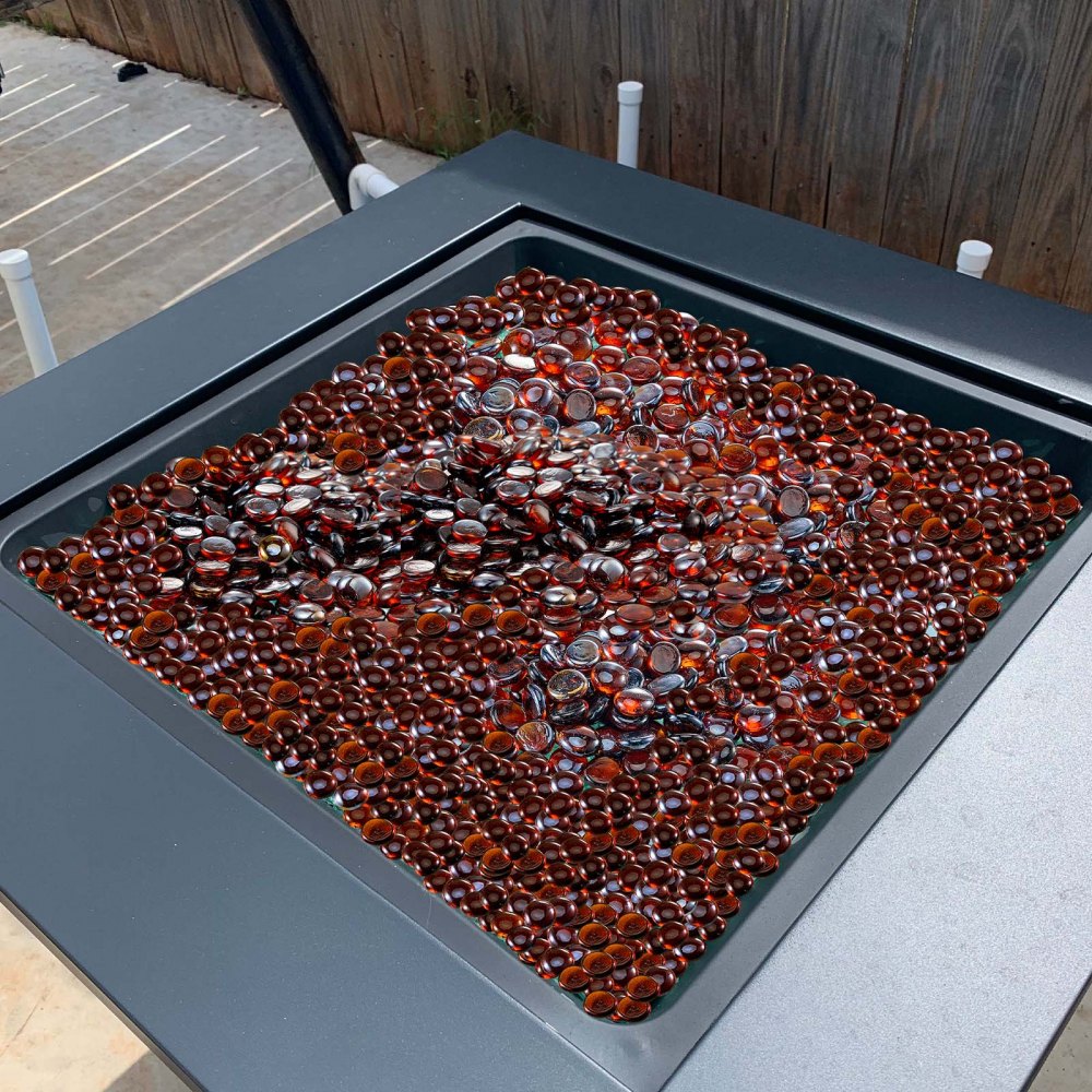 4.5KG Fire Glass 19.05mm Fireplace Glass Rocks for Fire Pit Rich Amber