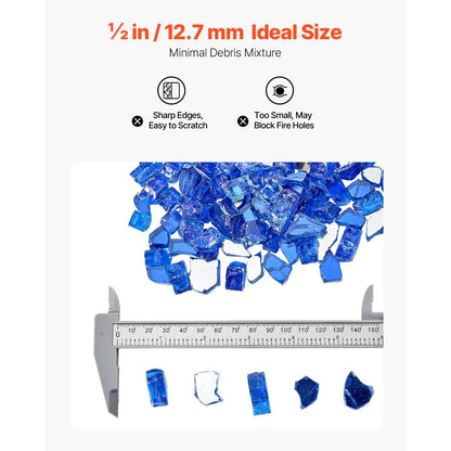 9 KG Fire Glass 12.7 mm Fireplace Glass Rocks for Fire Pit Cobalt Blue