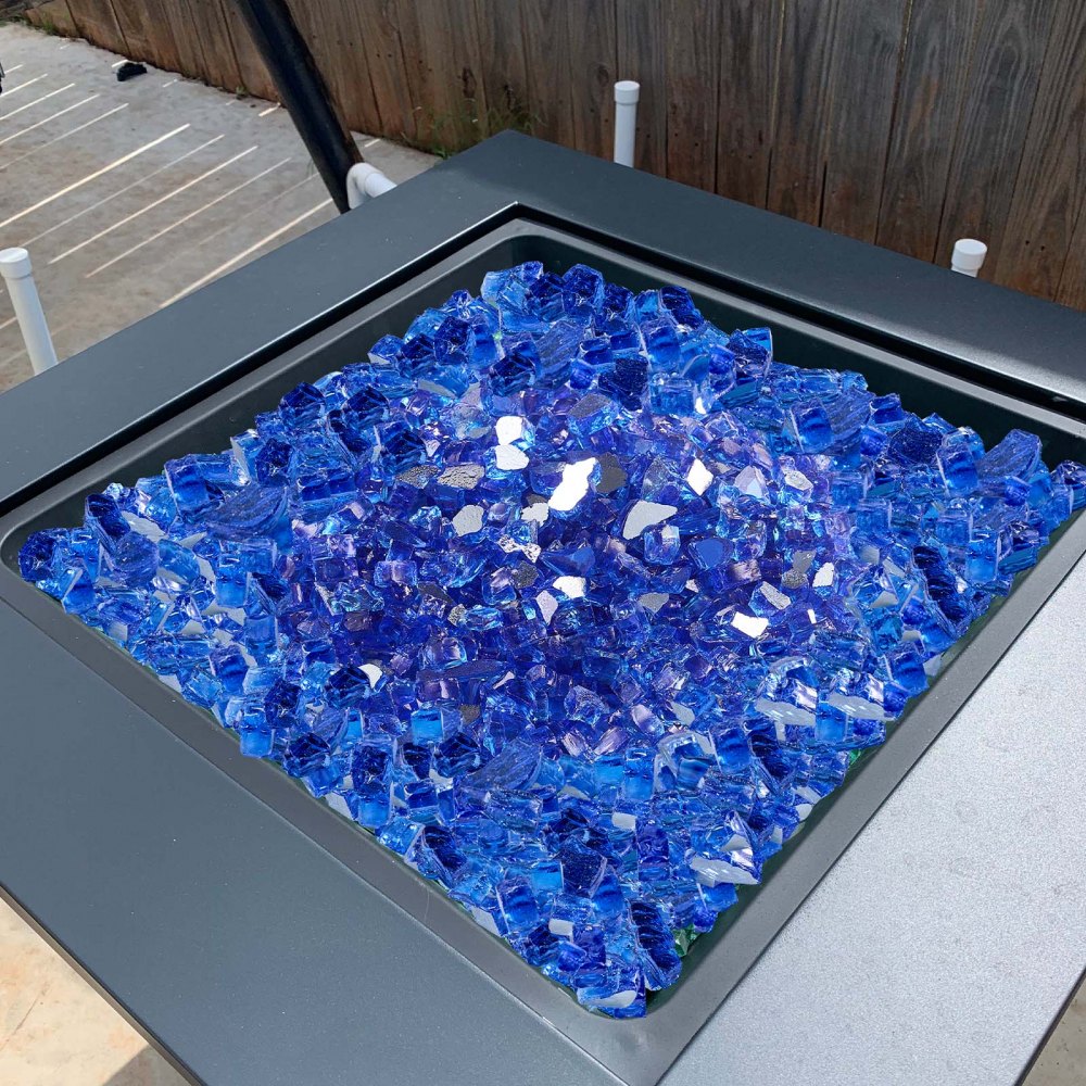 9 KG Fire Glass 12.7 mm Fireplace Glass Rocks for Fire Pit Cobalt Blue