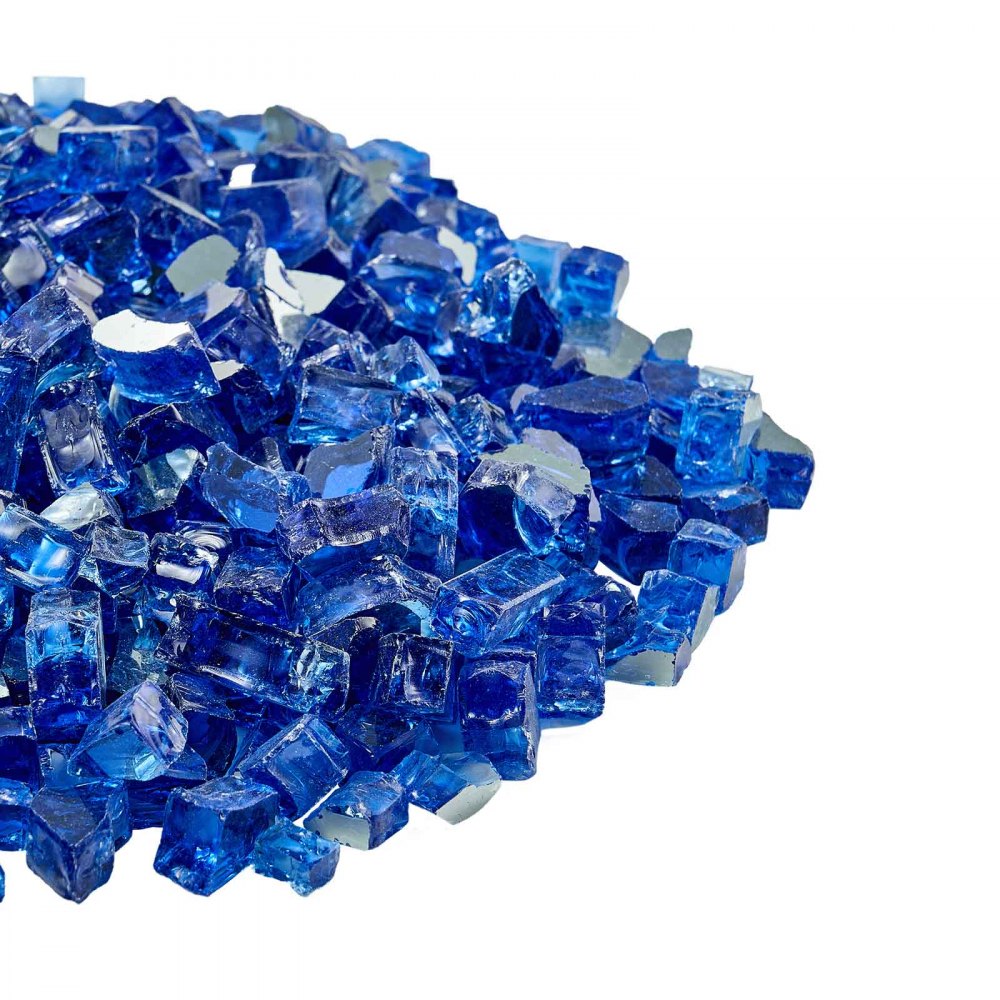 9 KG Fire Glass 12.7 mm Fireplace Glass Rocks for Fire Pit Cobalt Blue