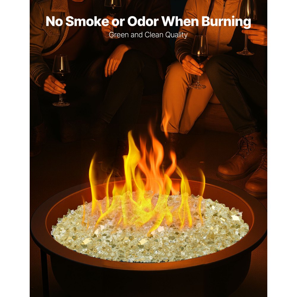 4.5 KG Fire Glass 12.7 mm Fireplace Glass Rocks for Fire Pit Table Gold