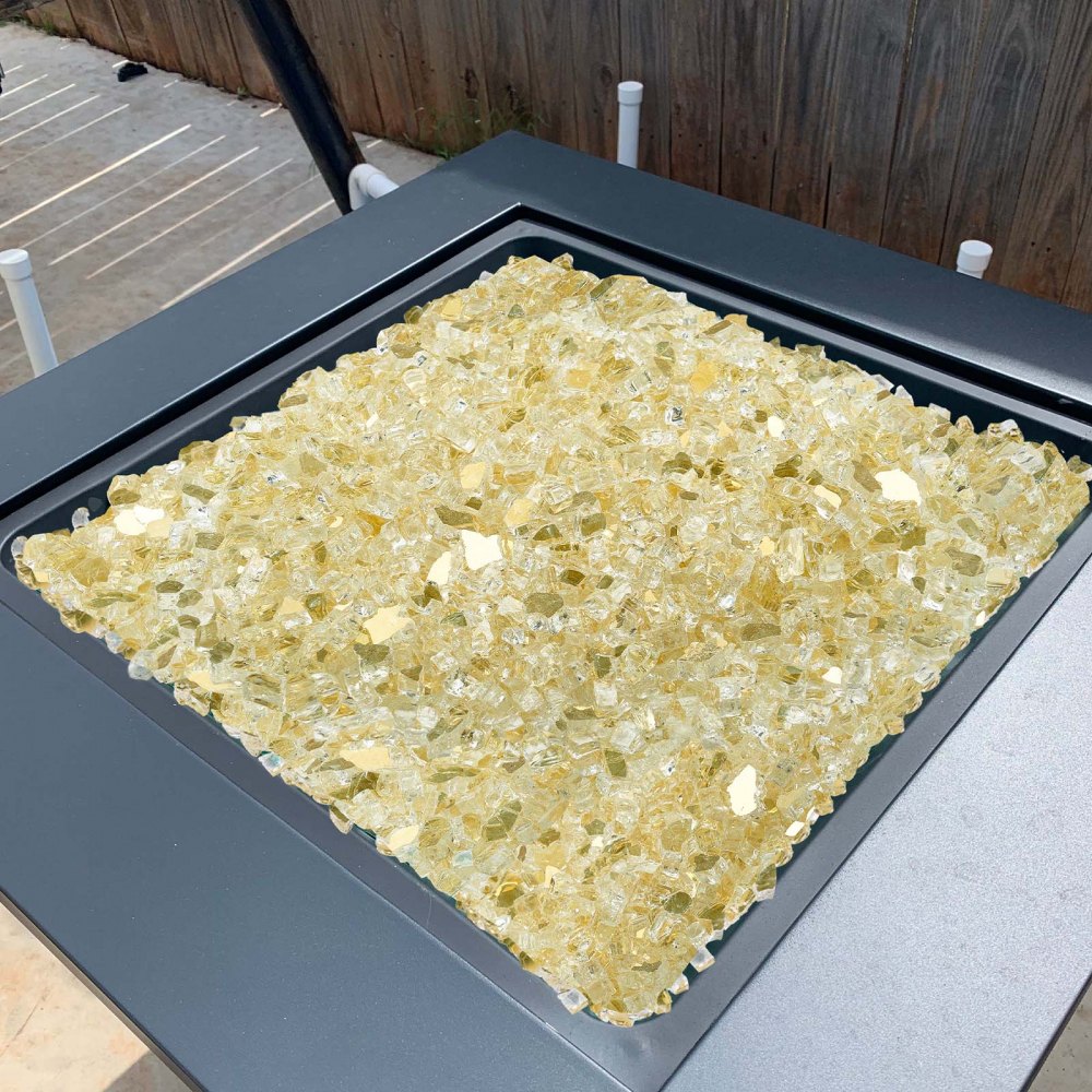 4.5 KG Fire Glass 12.7 mm Fireplace Glass Rocks for Fire Pit Table Gold