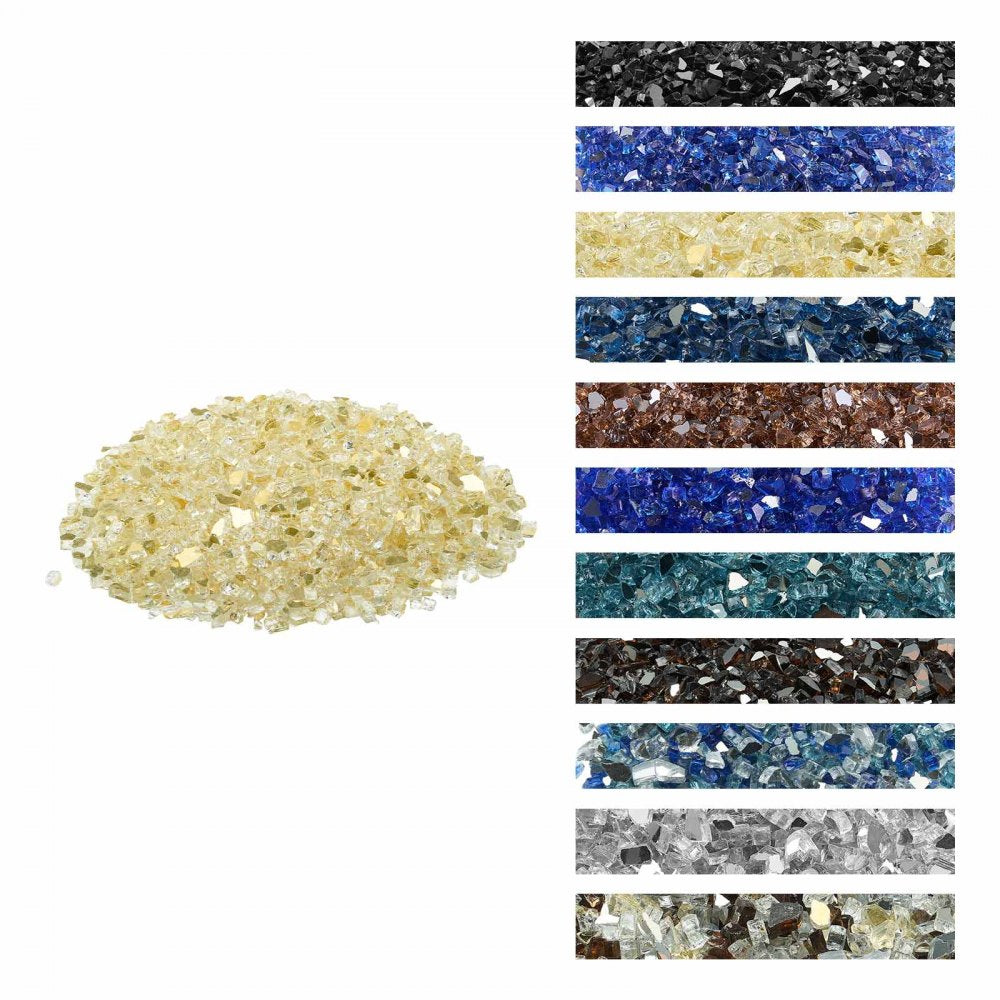 4.5 KG Fire Glass 12.7 mm Fireplace Glass Rocks for Fire Pit Table Gold