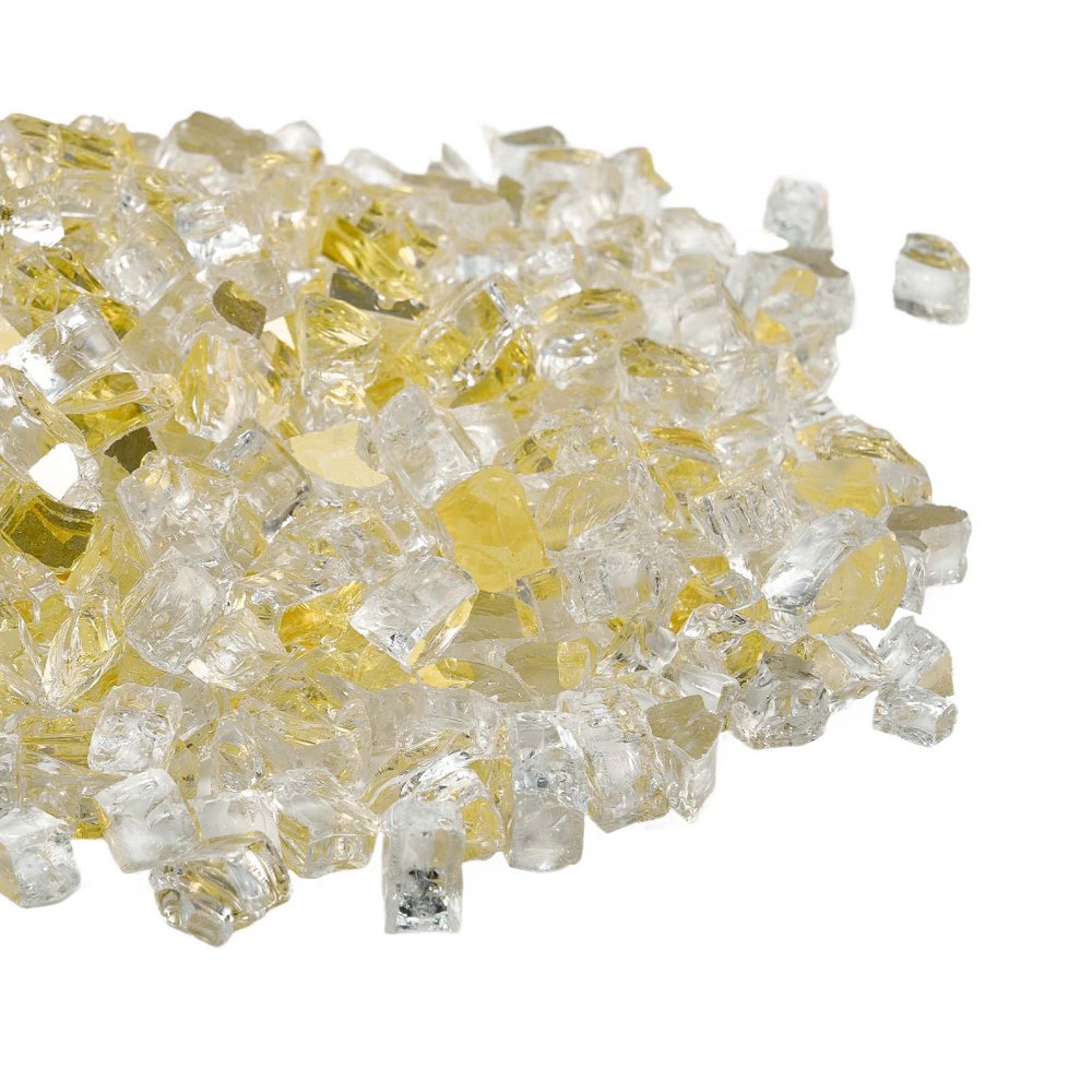 4.5 KG Fire Glass 12.7 mm Fireplace Glass Rocks for Fire Pit Table Gold