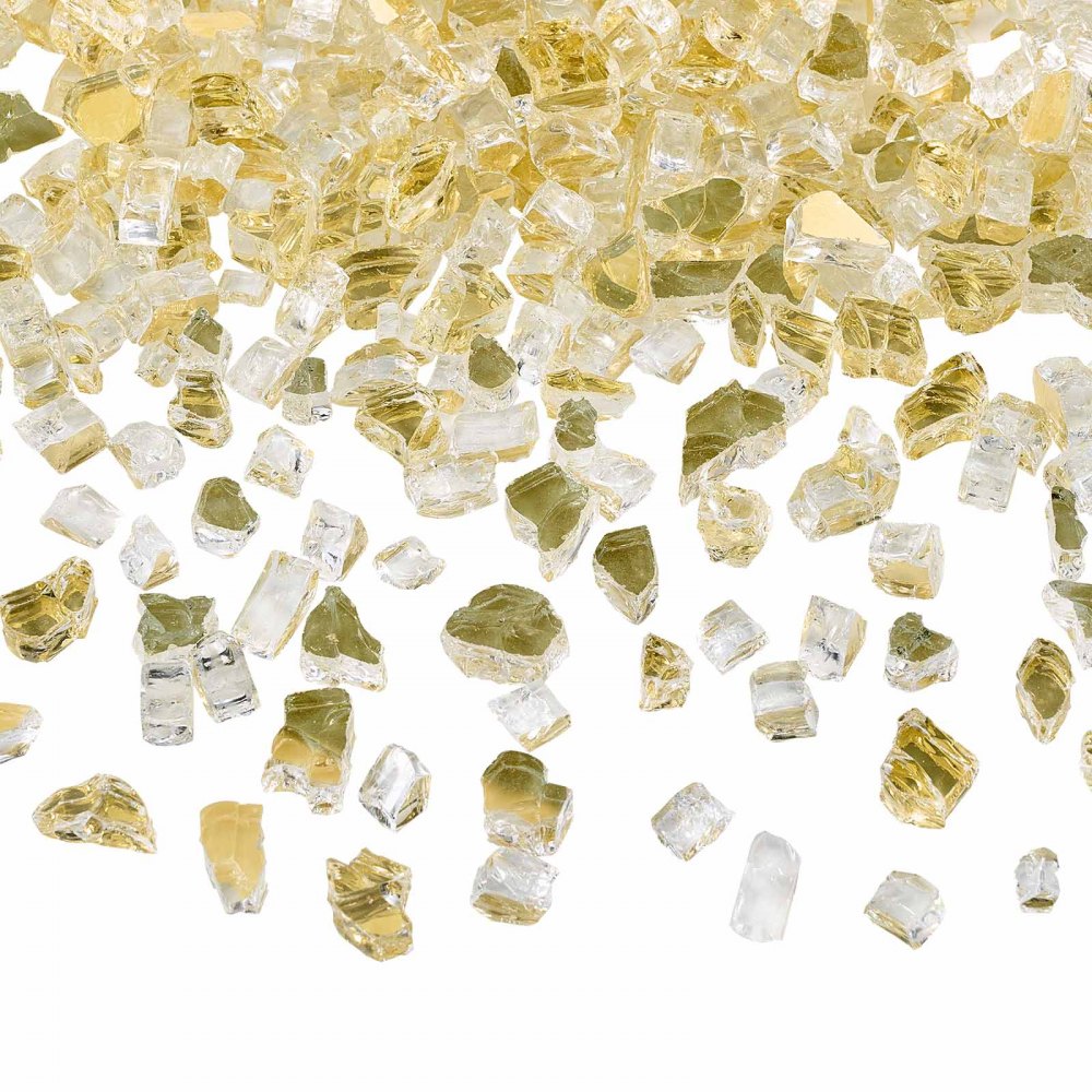4.5 KG Fire Glass 12.7 mm Fireplace Glass Rocks for Fire Pit Table Gold