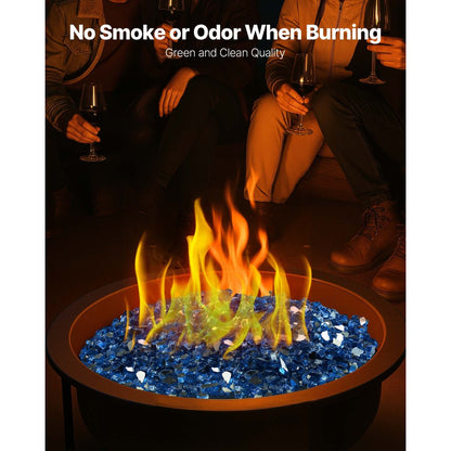 4.5 KG Fire Glass 12.7 mm Fireplace Glass Rocks for Fire Pit Pacific Blue