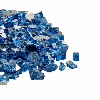 4.5 KG Fire Glass 12.7 mm Fireplace Glass Rocks for Fire Pit Pacific Blue