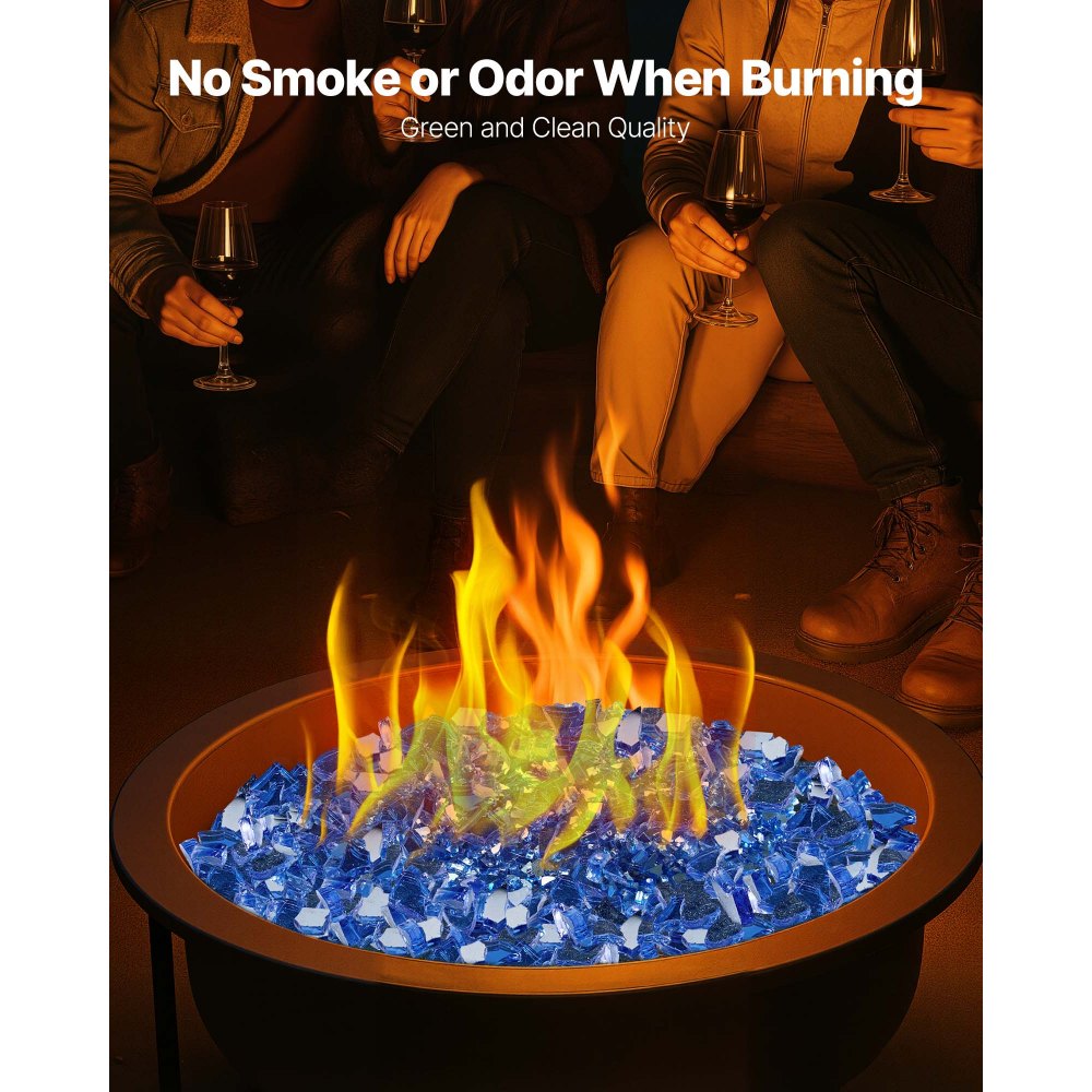 4.5 KG Fire Glass 6.35 mm Fireplace Glass Rocks for Fire Pit Cobalt Blue