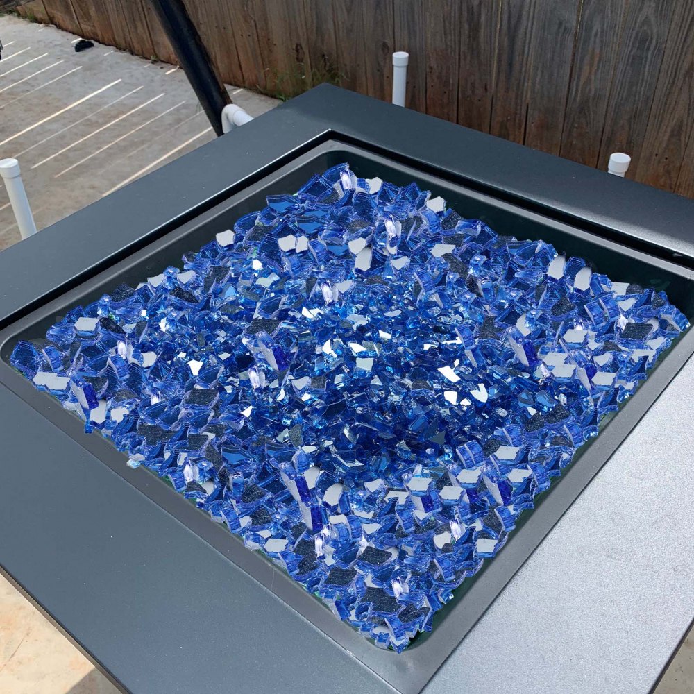 4.5 KG Fire Glass 6.35 mm Fireplace Glass Rocks for Fire Pit Cobalt Blue