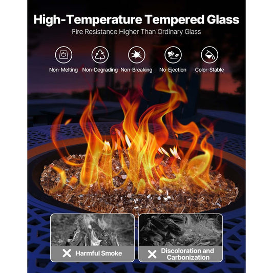 4.5 KG Fire Glass 6.35 mm Fireplace Glass Rocks for Fire Pit Table Copper