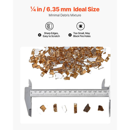 4.5 KG Fire Glass 6.35 mm Fireplace Glass Rocks for Fire Pit Table Copper