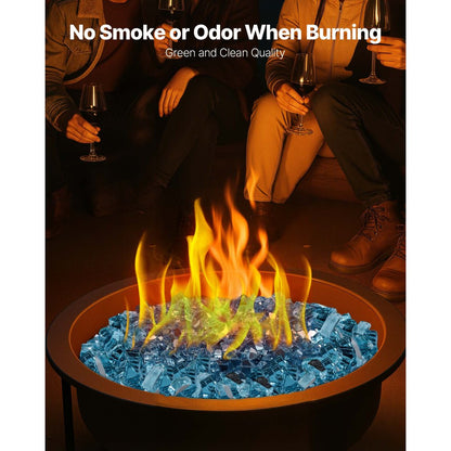 4.5 KG Fire Glass 12.7 mm Fireplace Glass Rocks for Fire Pit Aqua Blue