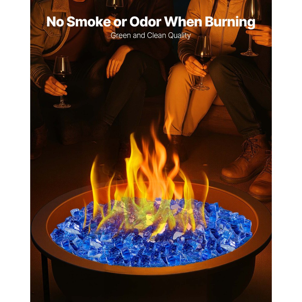 4.5 KG Fire Glass 12.7 mm Fireplace Glass Rocks for Fire Pit Cobalt Blue