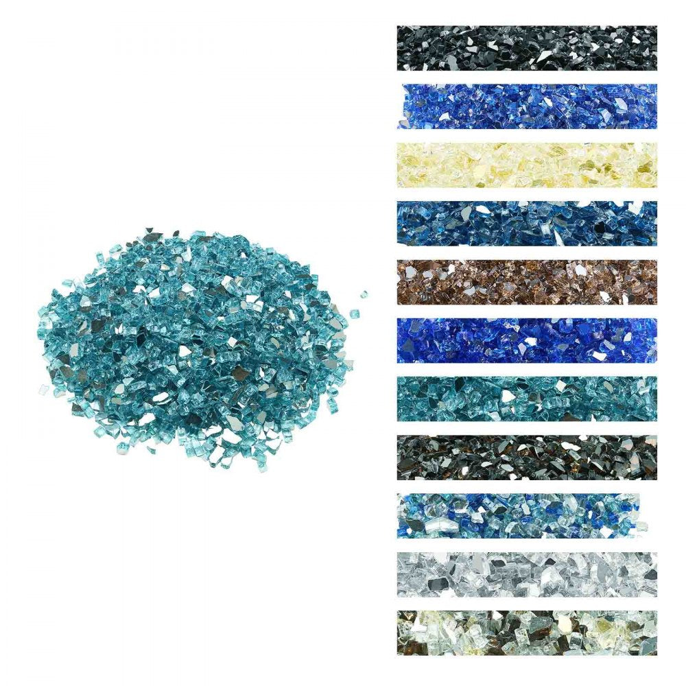 9 KG Fire Glass 12.7 mm Fireplace Glass Rocks for Fire Pit Aqua Blue