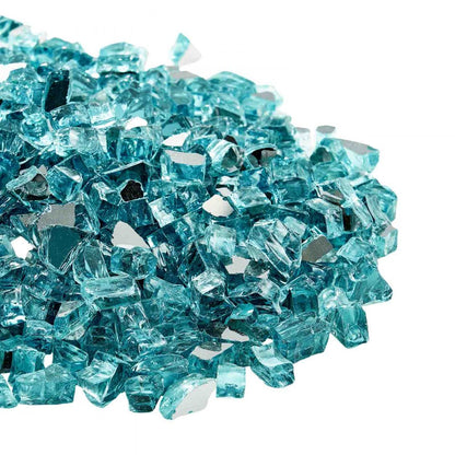 9 KG Fire Glass 12.7 mm Fireplace Glass Rocks for Fire Pit Aqua Blue