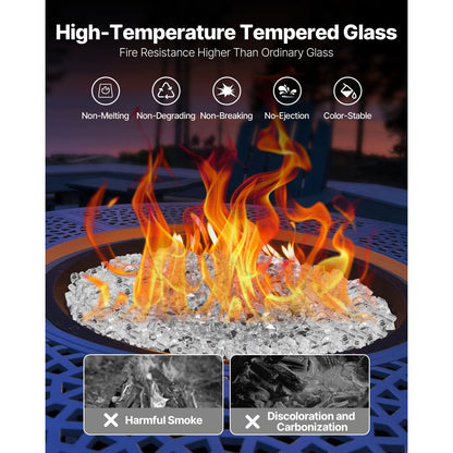 4.5 KG Fire Glass 12.7 mm Fireplace Glass Rocks for Fire Pit Table Clear