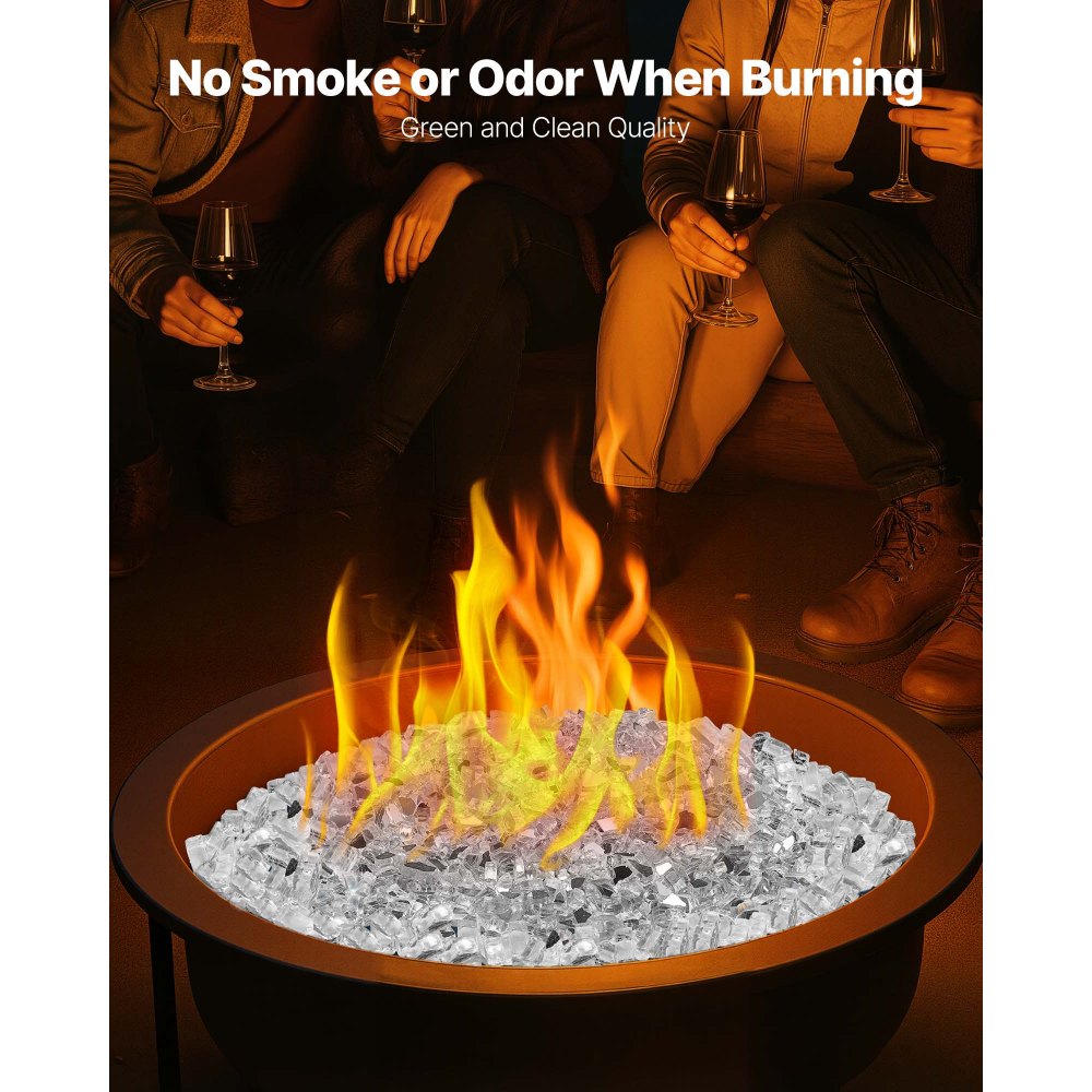 4.5 KG Fire Glass 12.7 mm Fireplace Glass Rocks for Fire Pit Table Clear