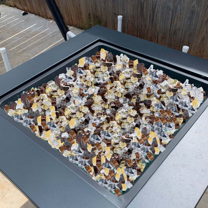 4.5 KG Fire Glass 12.7 mm Glass Rocks for Fire Pit Copper Gold Clear