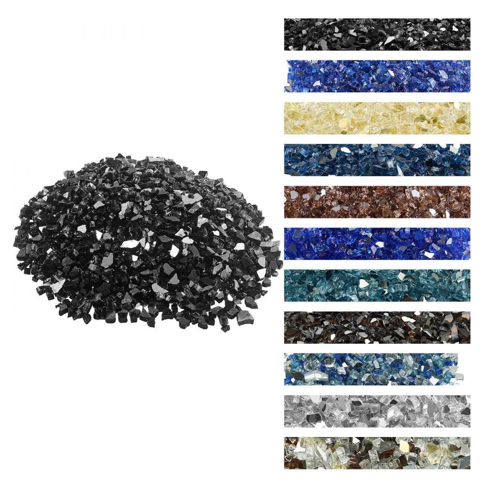 4.5 KG Fire Glass 12.7 mm Fireplace Glass Rocks for Fire Pit Table Black