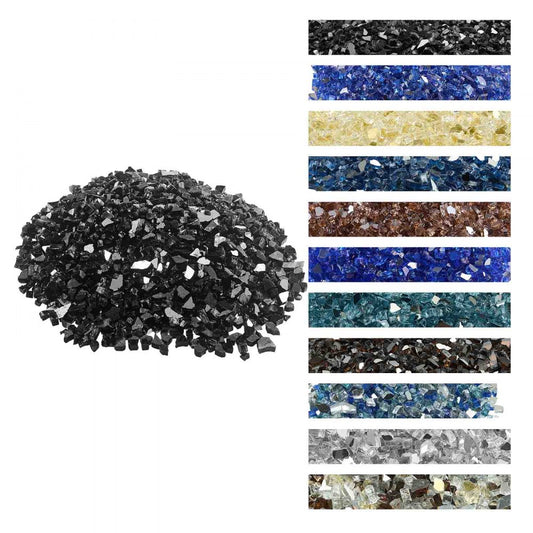4.5 KG Fire Glass 12.7 mm Fireplace Glass Rocks for Fire Pit Table Black