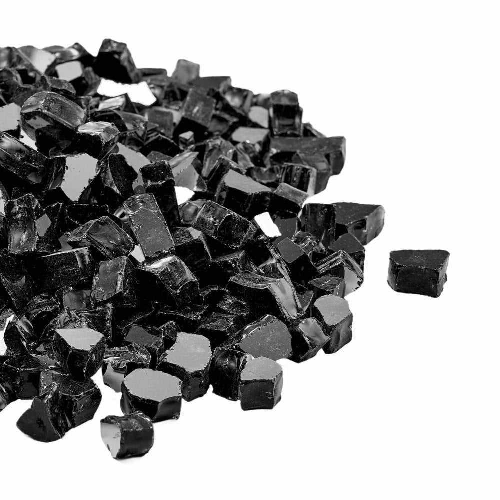 4.5 KG Fire Glass 12.7 mm Fireplace Glass Rocks for Fire Pit Table Black