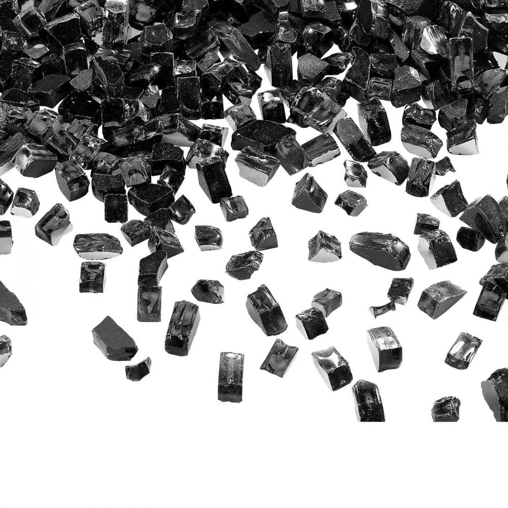 4.5 KG Fire Glass 12.7 mm Fireplace Glass Rocks for Fire Pit Table Black