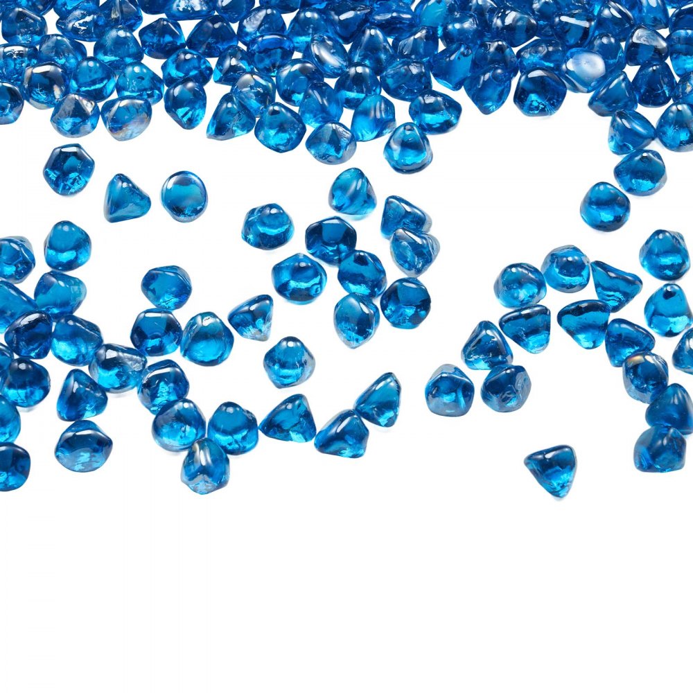 4.5 KG Fire Glass 25.4 mm Fireplace Glass Rocks for Firepit Caribbean Blue