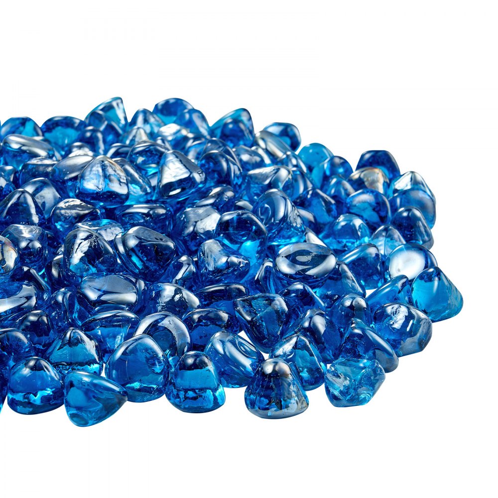 9 KG Fire Glass 25.4 mm Fireplace Glass Rocks for Fire Pit Caribbean Blue
