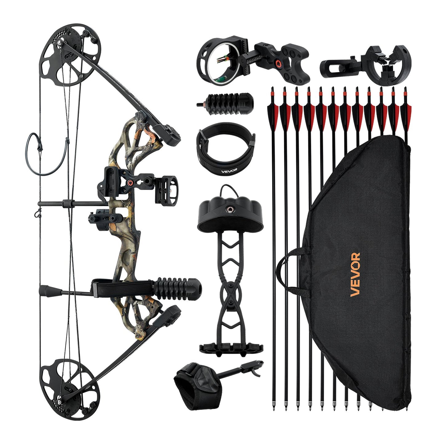 Compound Bow Archery, Adjustable 19-30 in Draw Length Compound Bow Package for Beginner, 19-70 Lbs Draw Weight Archery Bows and Arrow Set, Right Hand Kit with Hunting Equipment, 320 fps