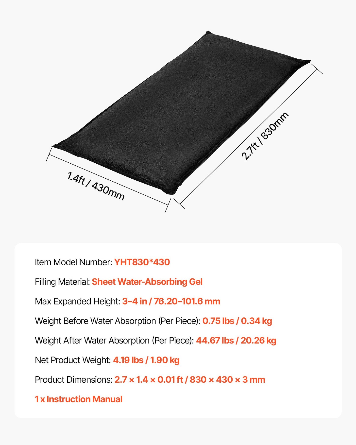 Flood Barrier, 6 Pack, 830 x 430 mm Flood Bags Activated by Water, Reusable Water Absorbent Barrier, Sandless Sandbags Blockage, Flooding Prevention Bags for Home, Doorways, Basement, Garage