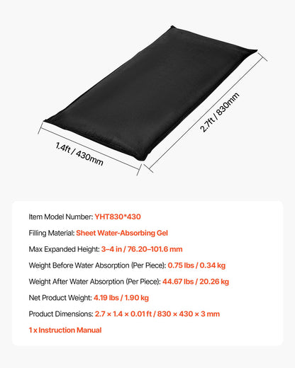 Flood Barrier, 6 Pack, 830 x 430 mm Flood Bags Activated by Water, Reusable Water Absorbent Barrier, Sandless Sandbags Blockage, Flooding Prevention Bags for Home, Doorways, Basement, Garage