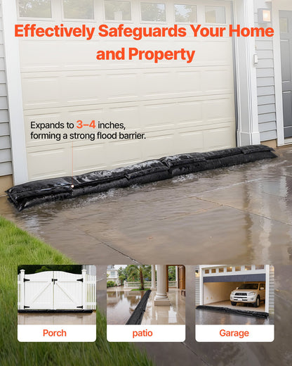 Flood Barrier, 4 Pack, 1530 x 210 mm Flood Bags Activated by Water, Reusable Water Absorbent Barrier, Sandless Sandbags Blockage, Flooding Prevention Bags for Home, Doorway, Basement, Garage