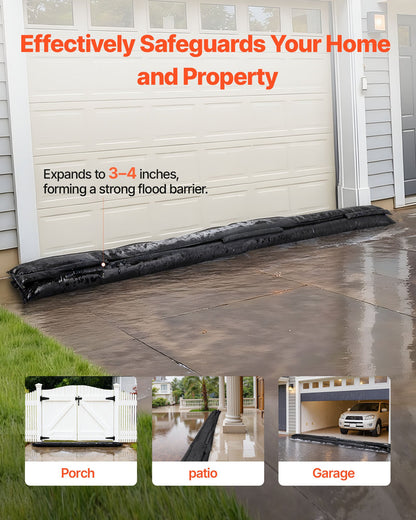 Flood Barrier, 8 Pack, 3050 x 210 mm Flood Bags Activated by Water, Reusable Water Absorbent Barrier, Sandless Sandbags Blockage, Flooding Prevention Bags for Home, Doorway, Basement, Garage