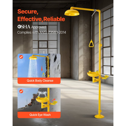 VEVOR Emergency Shower Eye Wash Station Combination OSHA-Approved Eyewash Unit