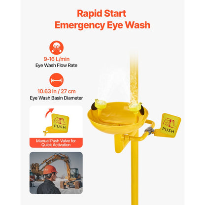 VEVOR Emergency Shower Eye Wash Station Combination OSHA-Approved Eyewash Unit