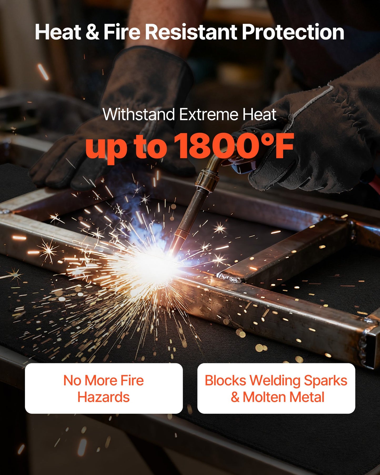 Carbon Felt Welding Blanket, 1016mm x 1016mm Flame Retardant Welding Blanket, Up to 1800°F Heat Resistant Safety Protection Blanket, 3.5mm Thickened Carbon Fiber Fireproof Insulation Mat Pad