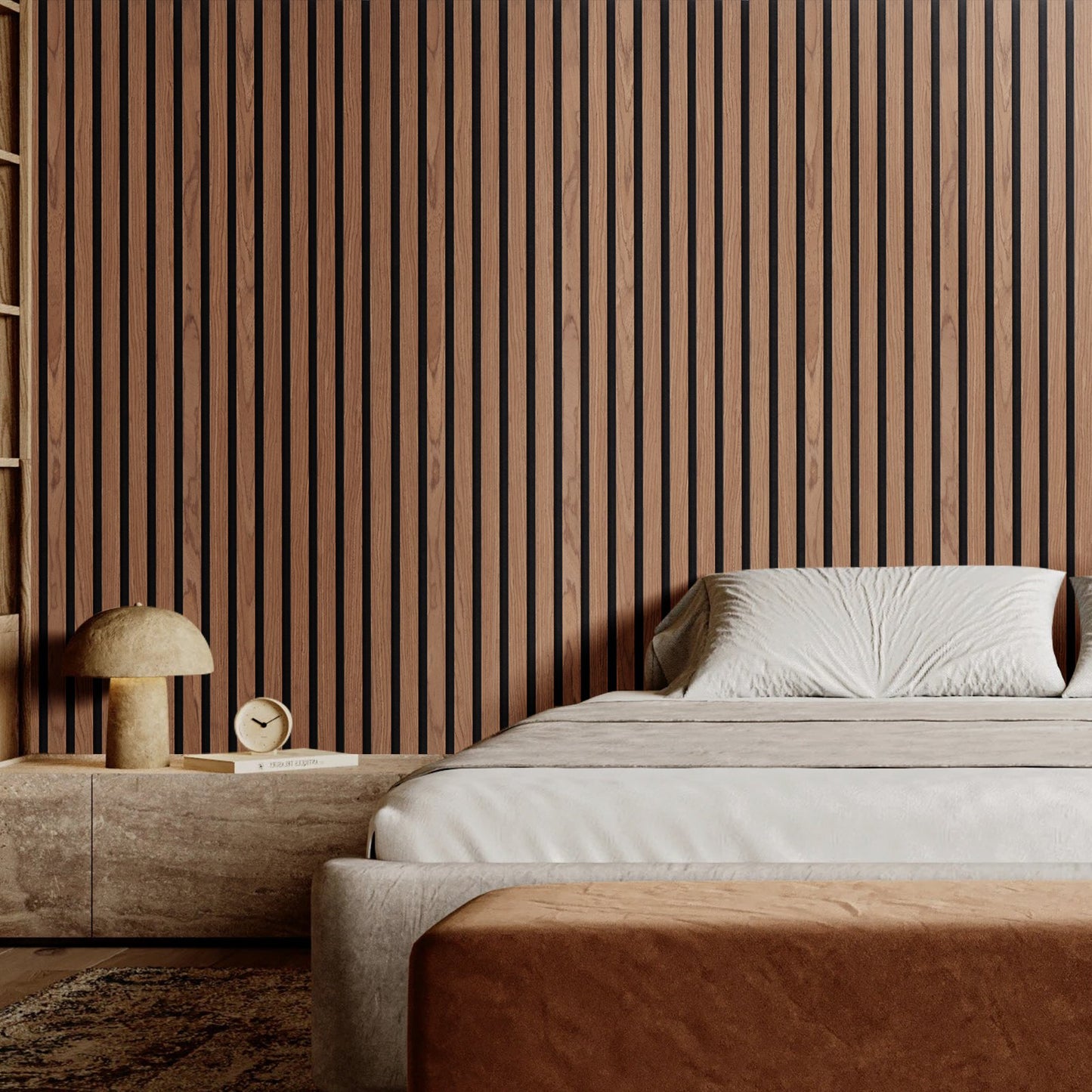 Wood Slat Acoustic Panels, 7.9 x 94.5 inch, MDF Accent Wooden Wall Panels for Modern Interior Wall, Faux Wood Wall Board Panels for Stylish Decor and Noise Reduction, Walnut